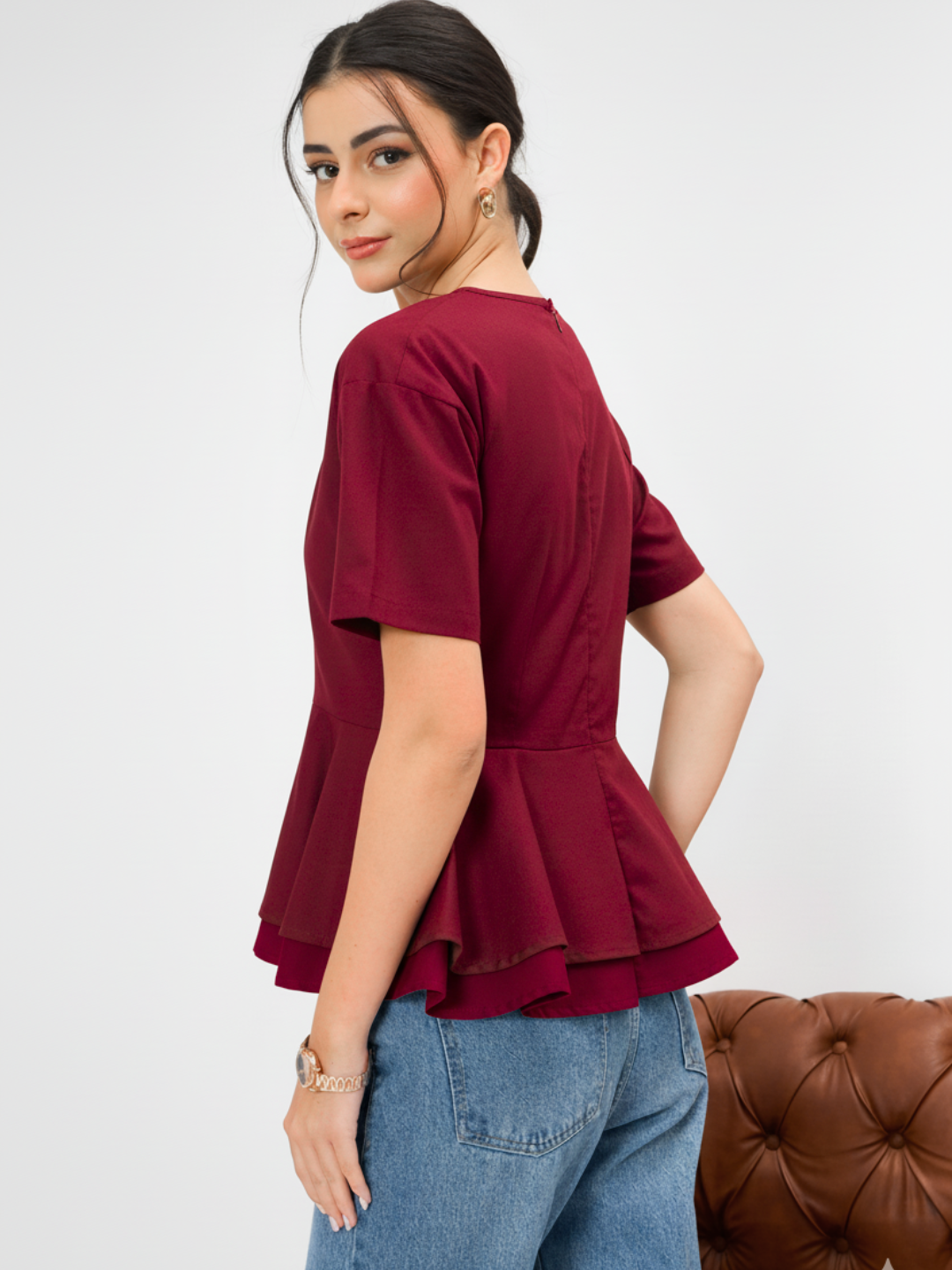 Pure Cotton Layered Peplum Top