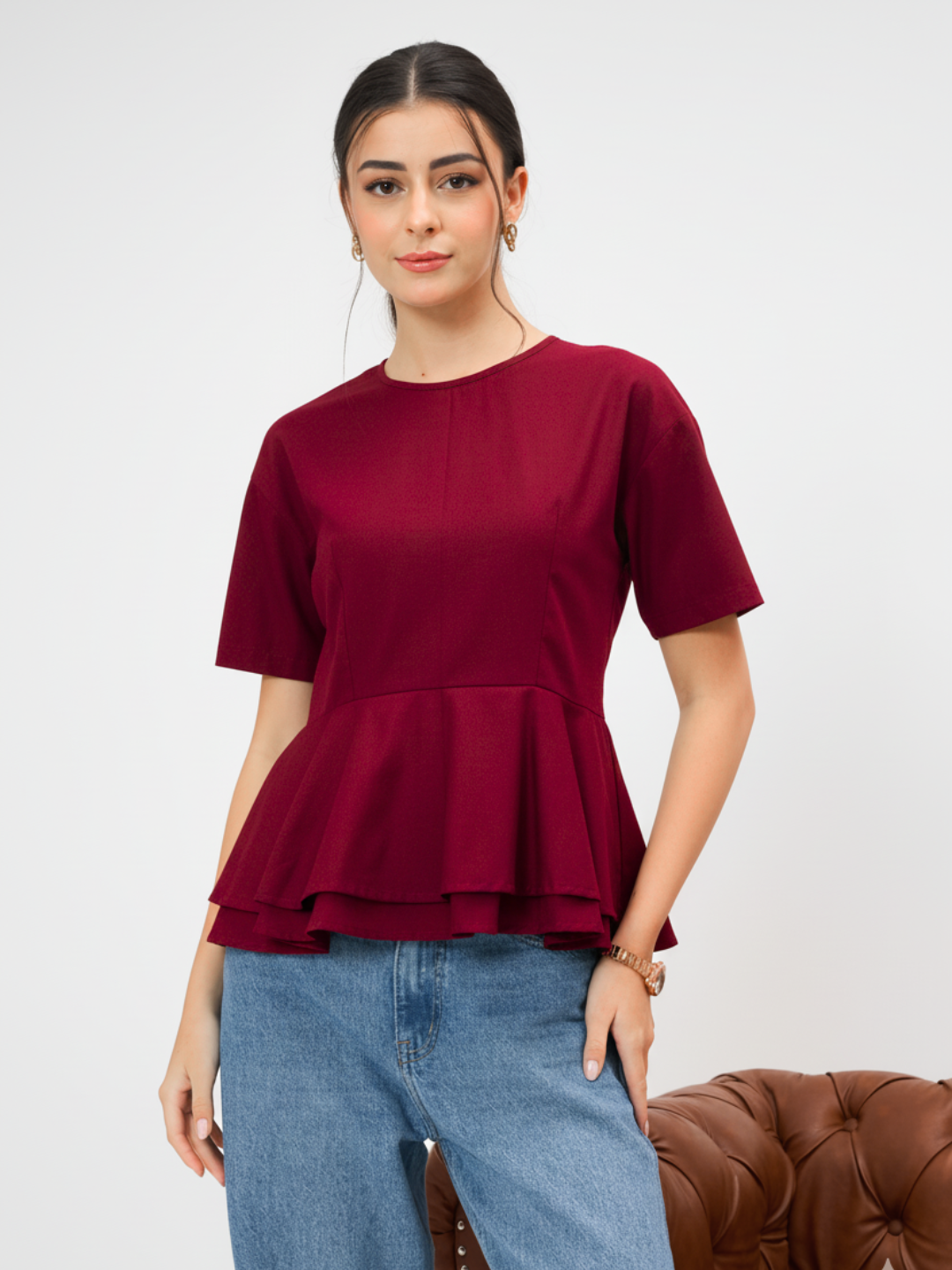 Pure Cotton Layered Peplum Top