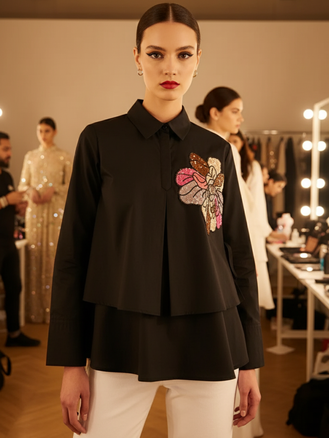 Double Layered Applique Cotton Shirt - Uptownie