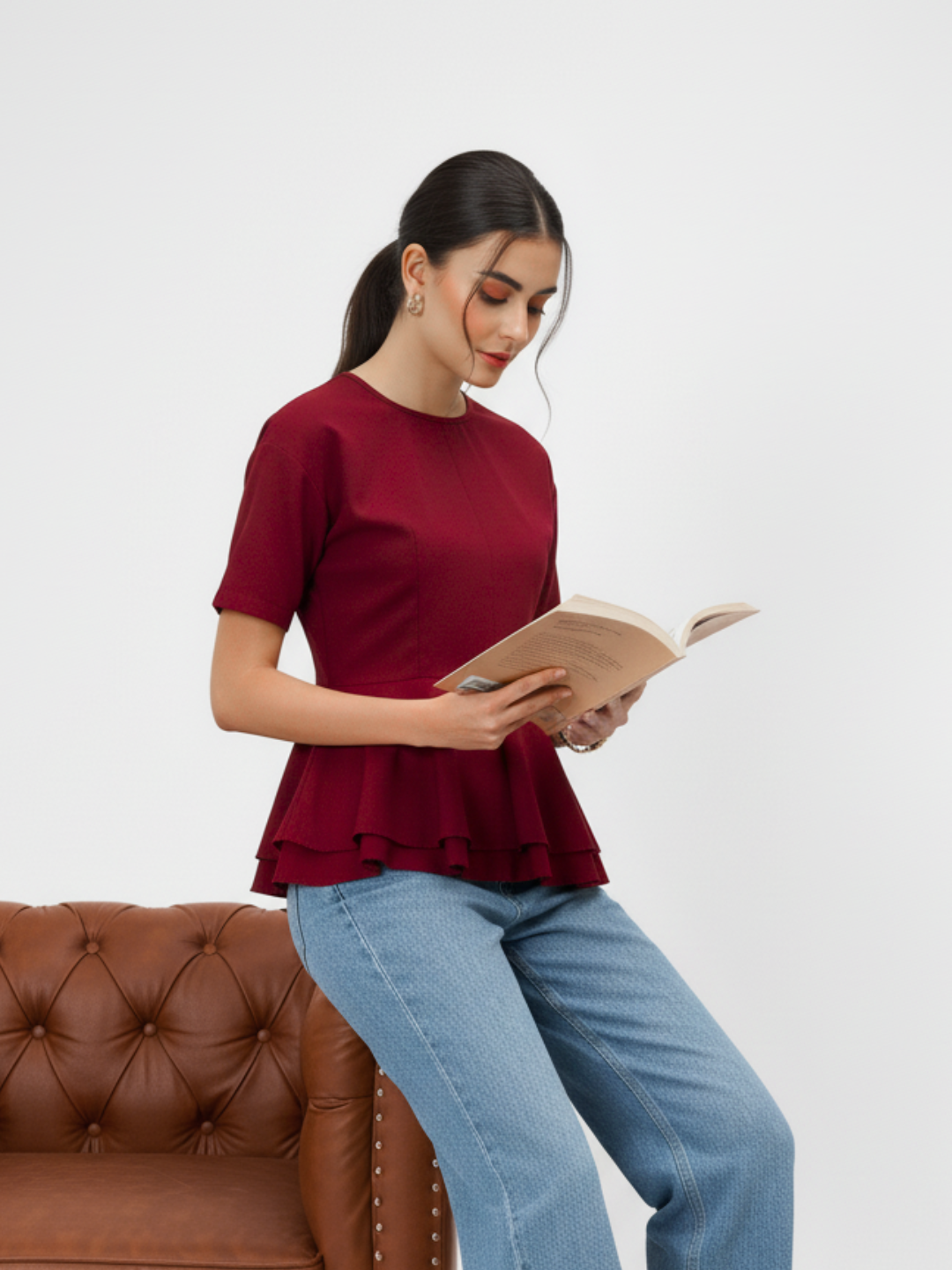 Pure Cotton Layered Peplum Top