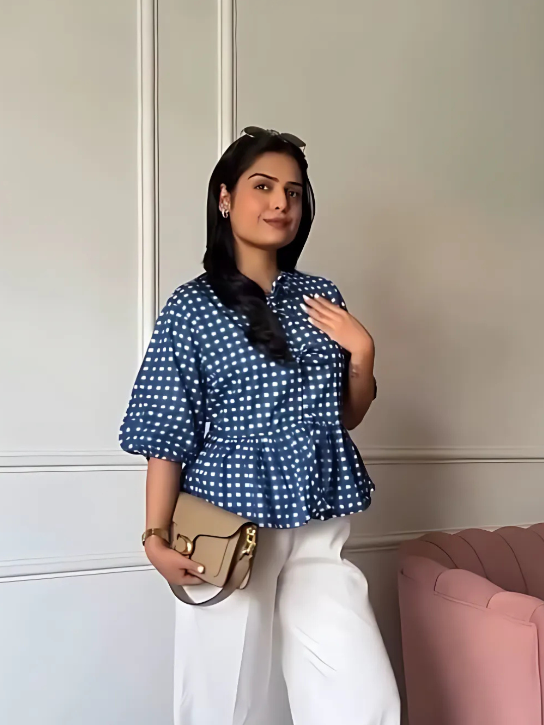 Myntra Blue And White Checkered Shirt Womens Roadster Women Navy