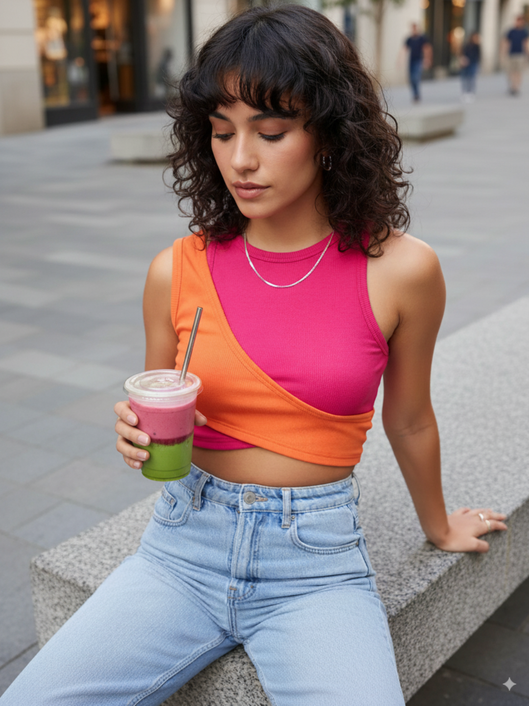 Dual Panelled Ribbed Top - Uptownie
