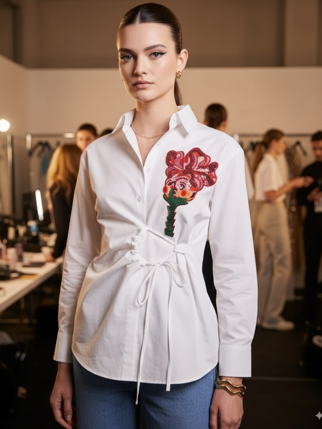 Side Tie-Up Cotton Shirt - Uptownie