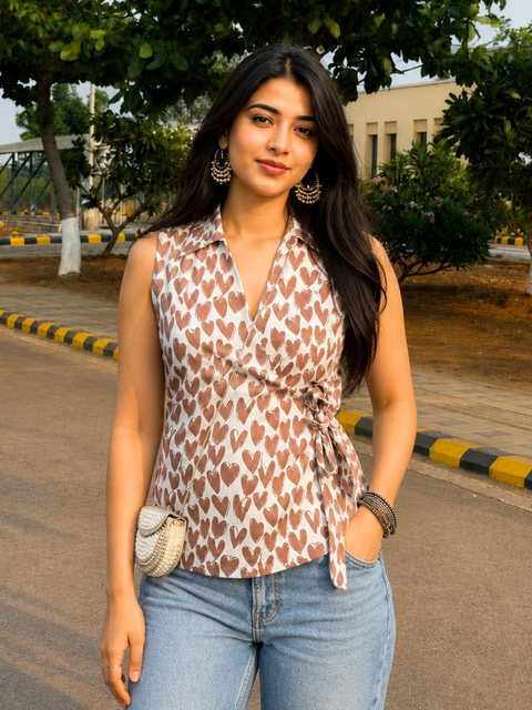 Pure Cotton Structured Wrap Waistcoat