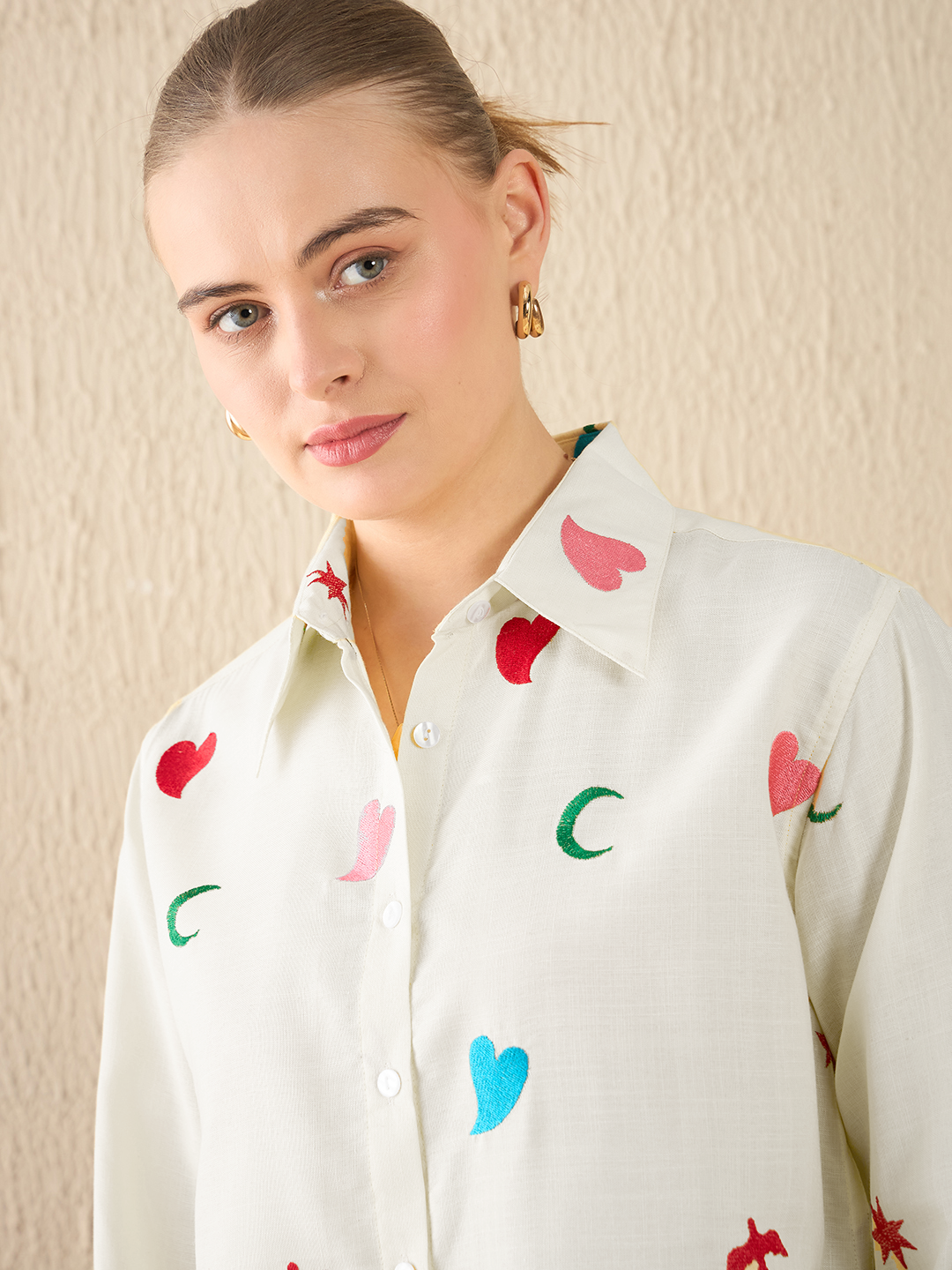 All Over Embroidered Cotton Shirt - Uptownie