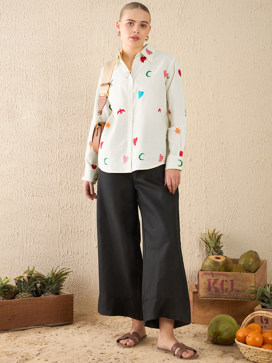 All Over Embroidered Cotton Shirt - Uptownie