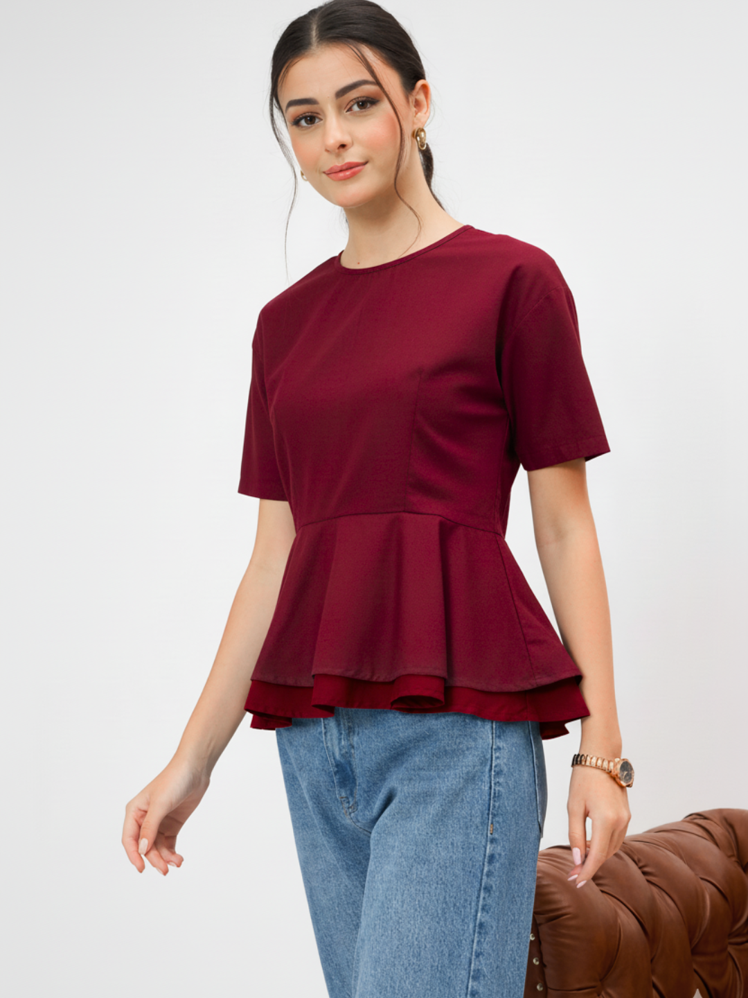 Pure Cotton Layered Peplum Top