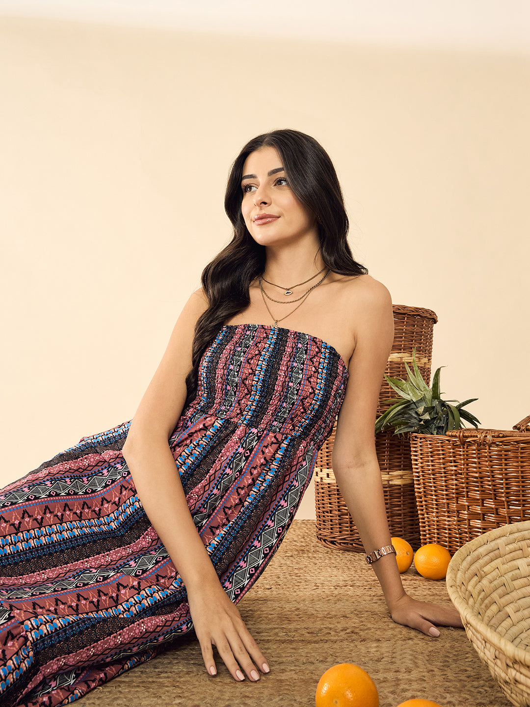 Strapless Smocked Maxi Dress