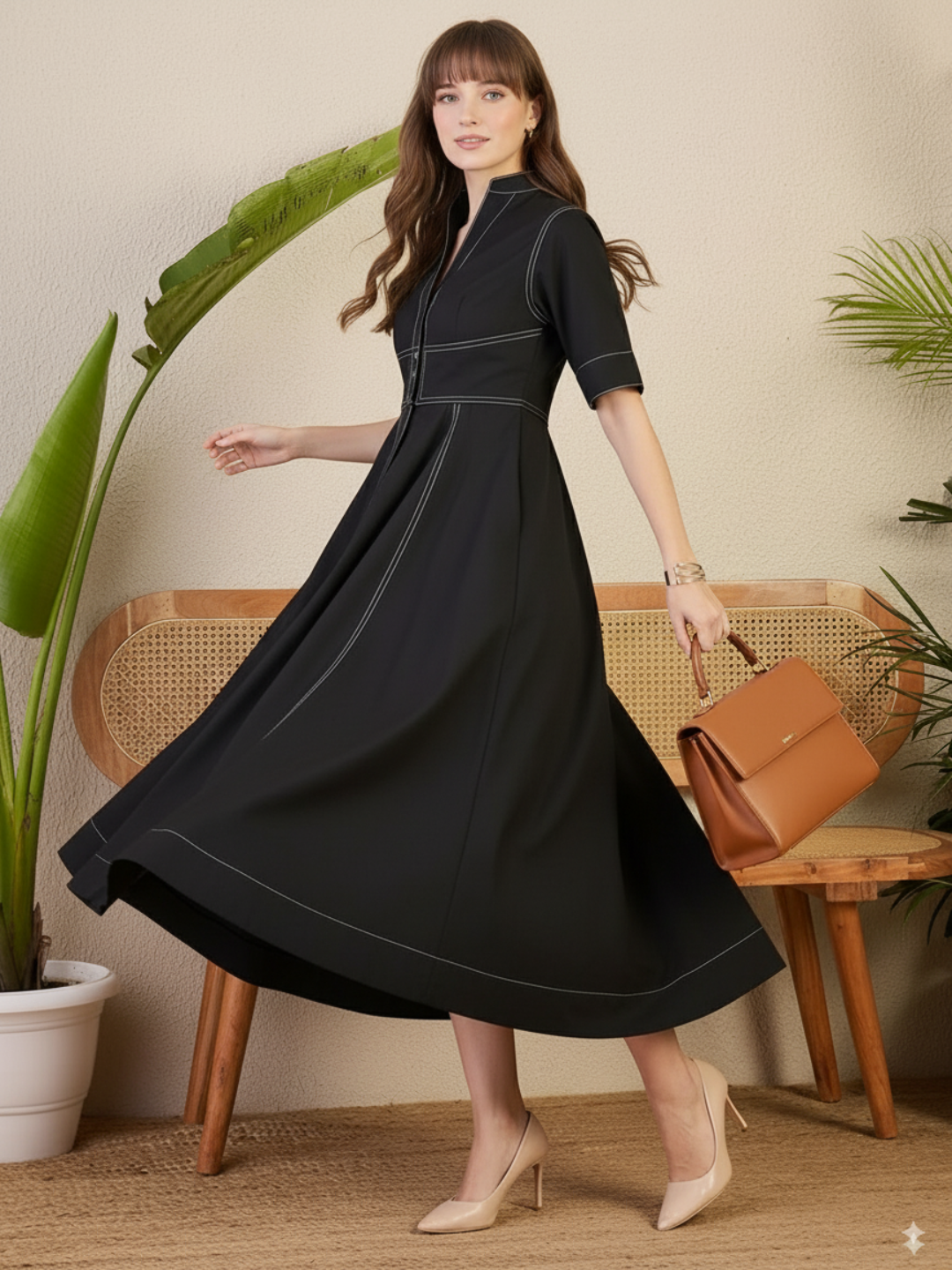 Corset Panelled Midi Dress
