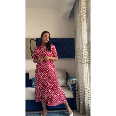 Collar Buttoned Down Shirt Maxi Dress