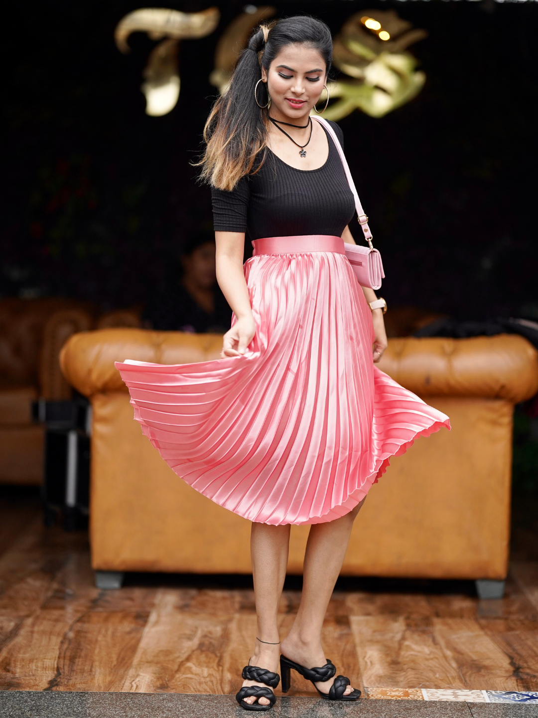 Pleated Midi Skirt - Uptownie