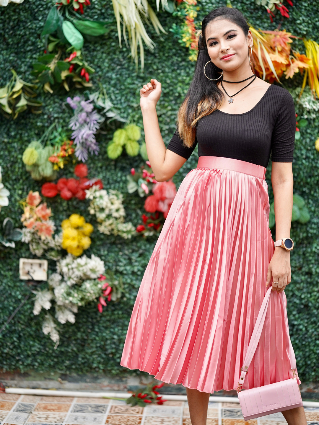 Pleated Midi Skirt - Uptownie