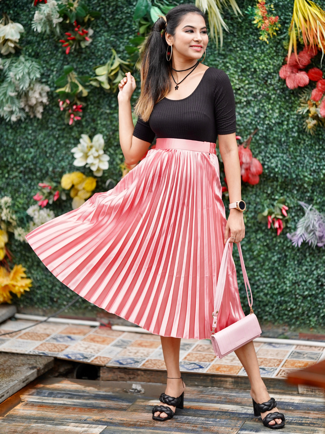 Pleated Midi Skirt - Uptownie