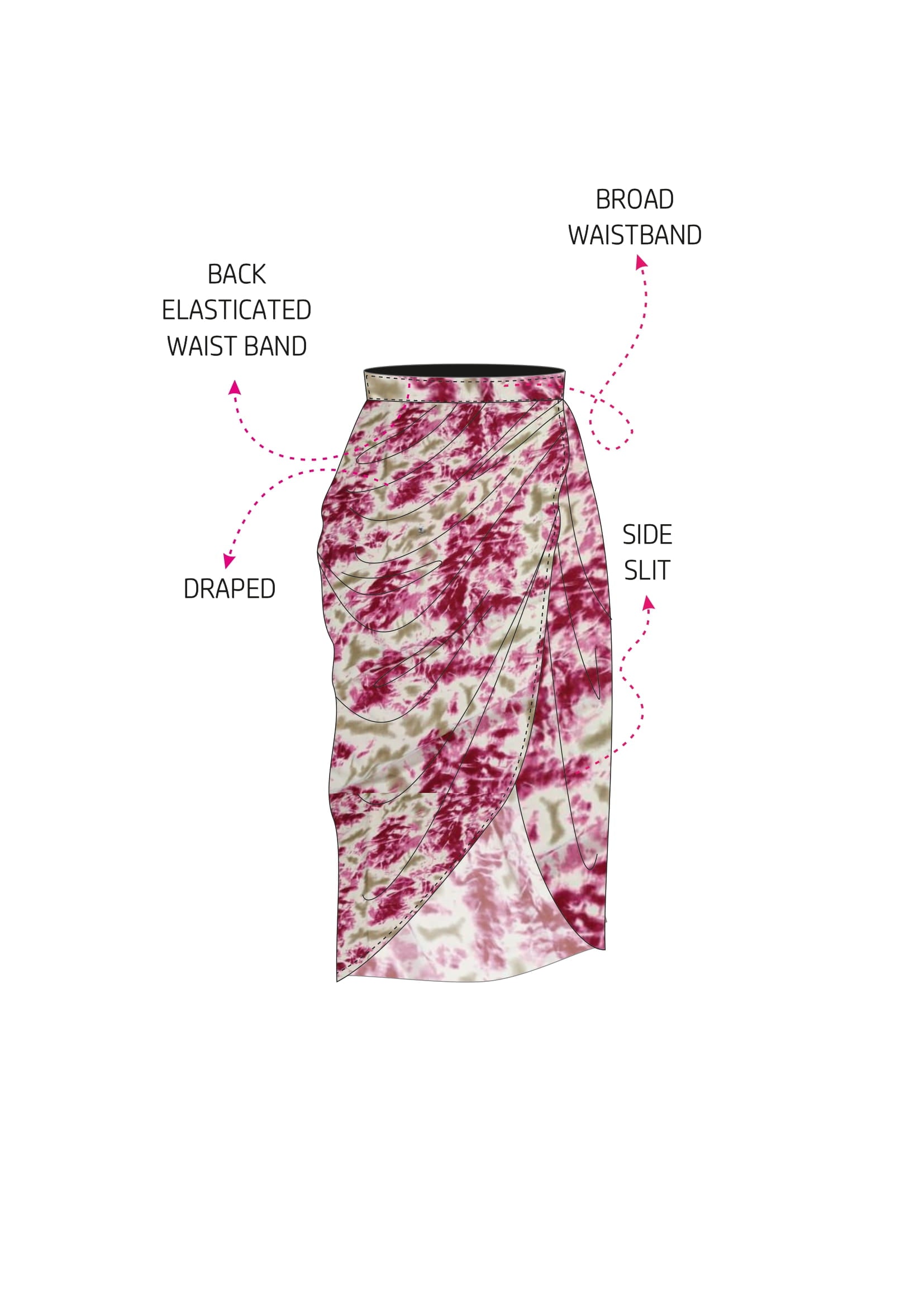 Gathered Midi Skirt with a slit - Main Image