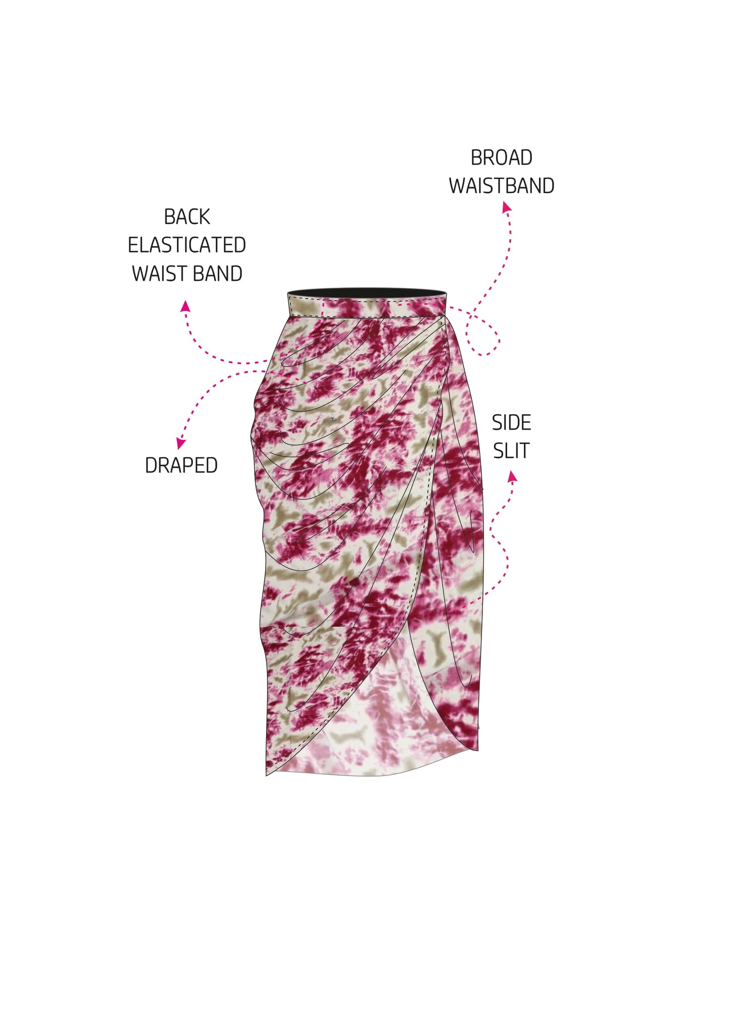 Gathered Midi Skirt with a slit - Uptownie