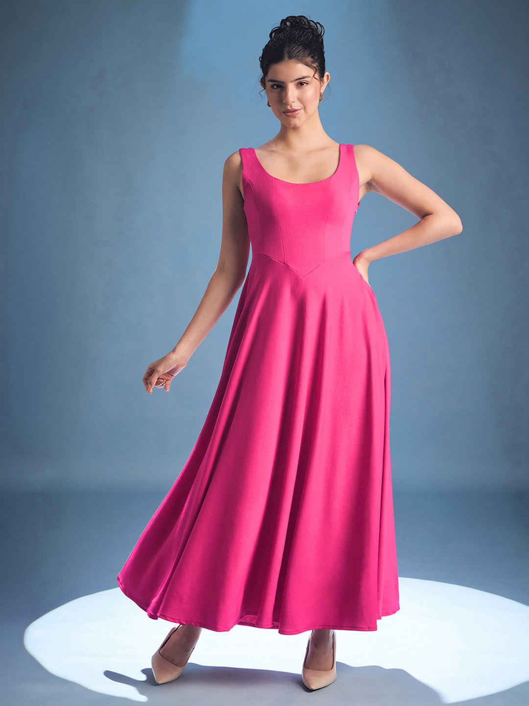 Stretchable Corset Fit & Flare Midi Dress Stretchable Corset Fit & Flare Midi Dress