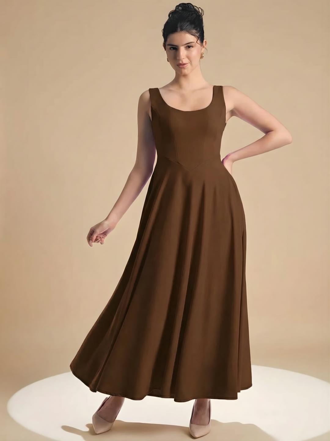 Stretchable Corset Fit & Flare Midi Dress