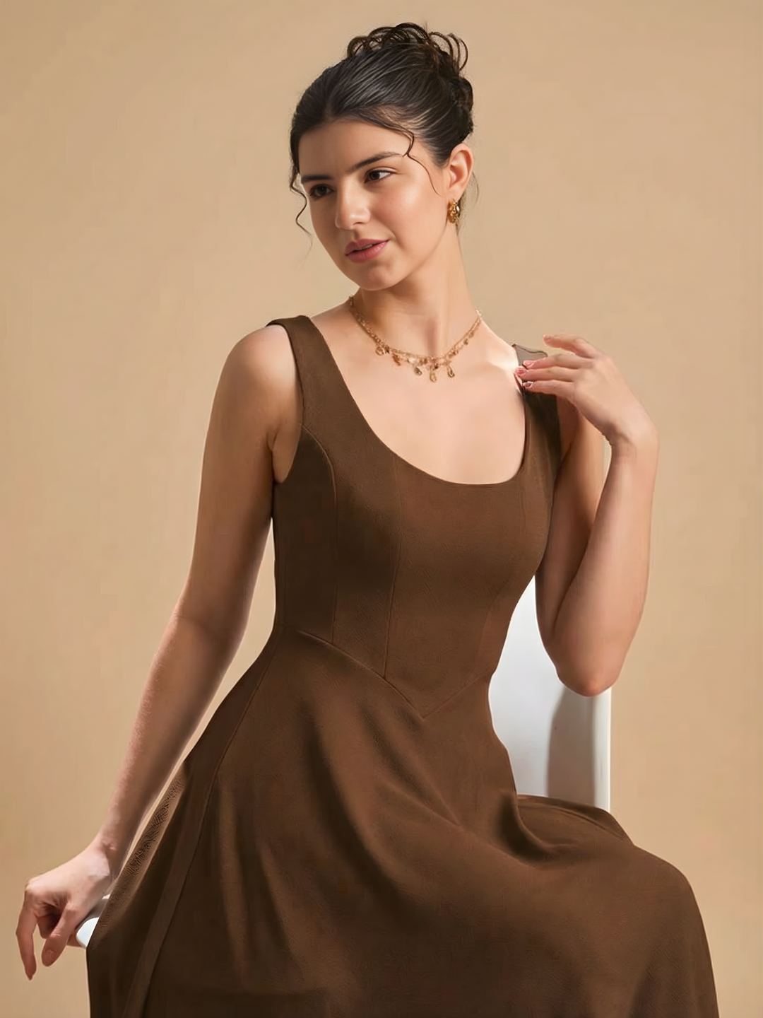 Stretchable Corset Fit & Flare Midi Dress