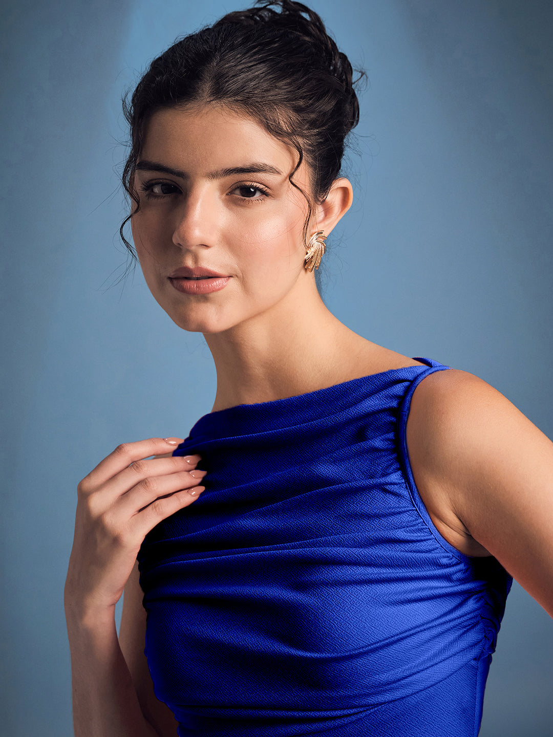 Stretchable Gathered Drop Waist Maxi Dress - Uptownie