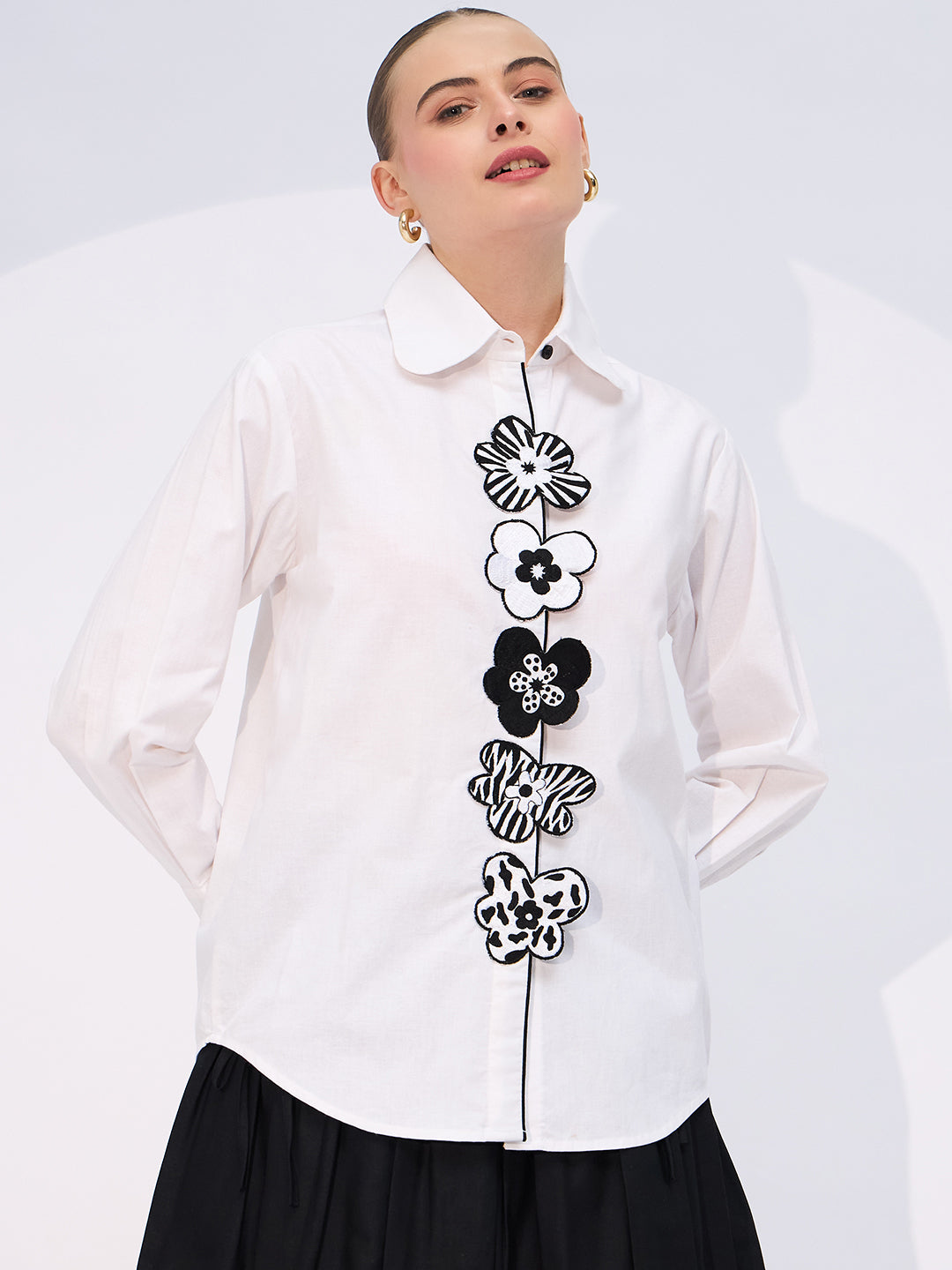 Embroidered Applique Cotton Shirt - Uptownie