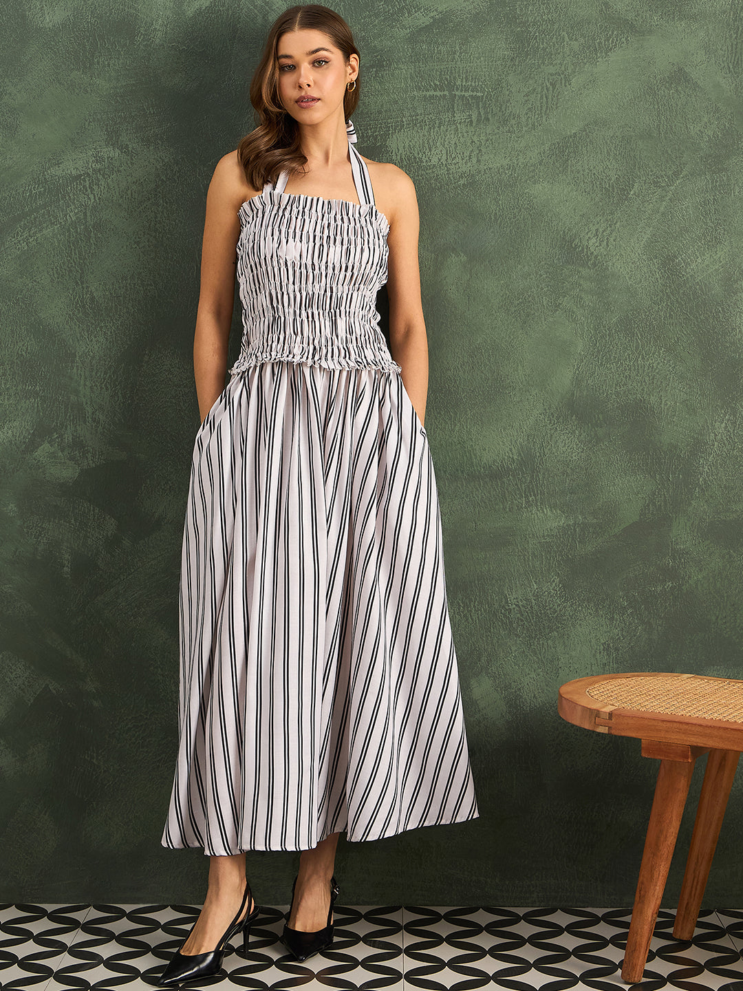 Pure Linen Halter Maxi Dress