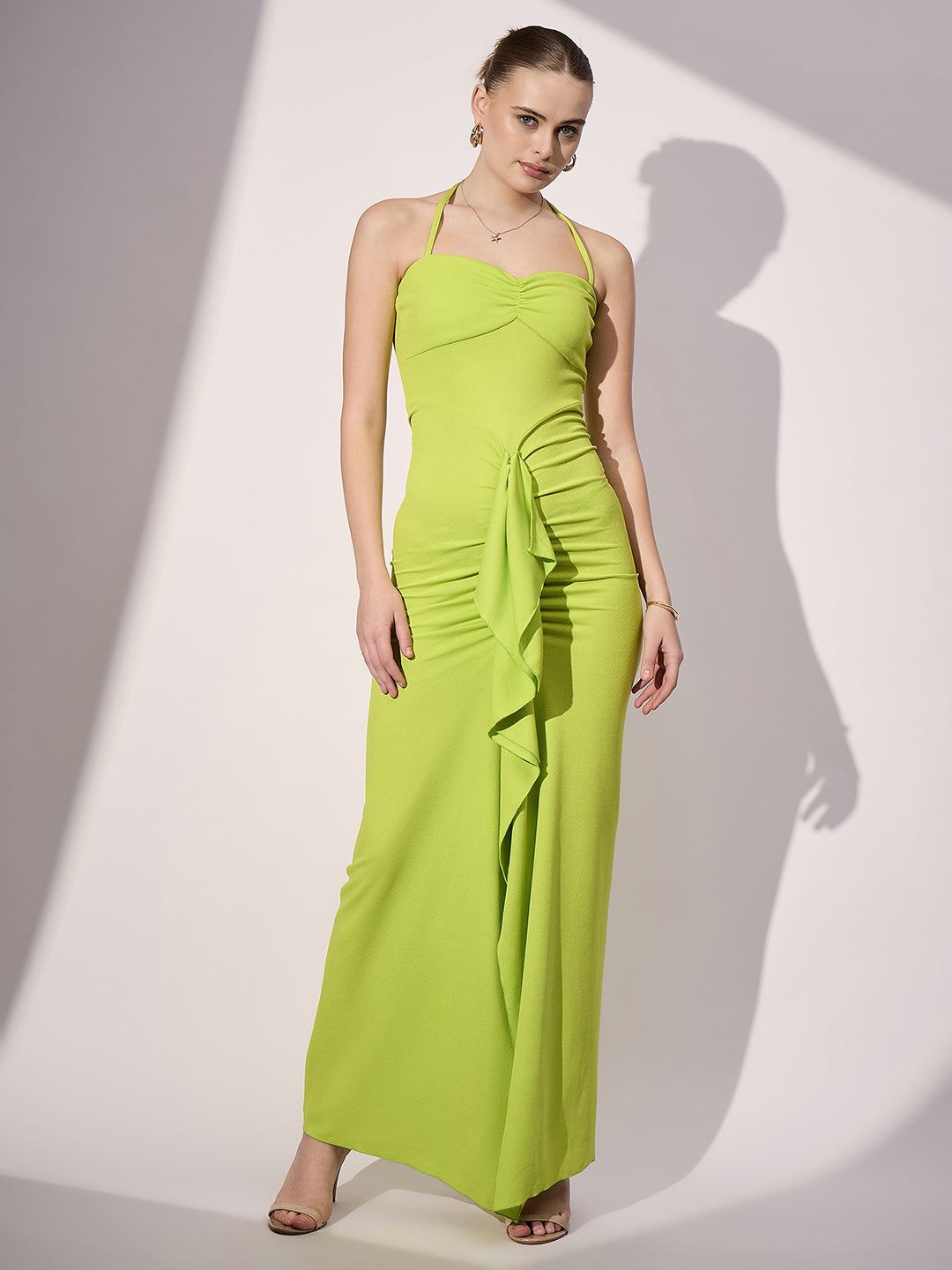 Stretchable Ruffle Maxi Dress - Uptownie