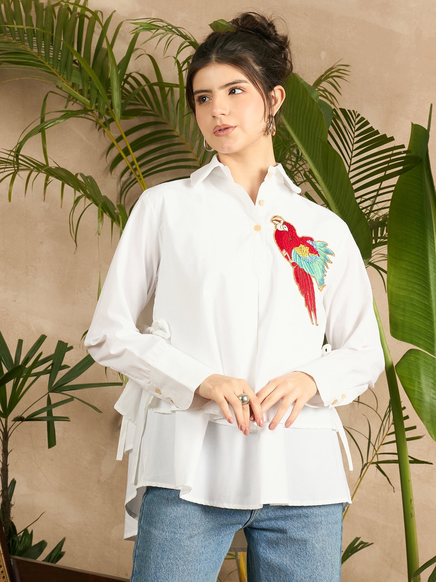 Double Layered Applique Cotton Shirt - Uptownie