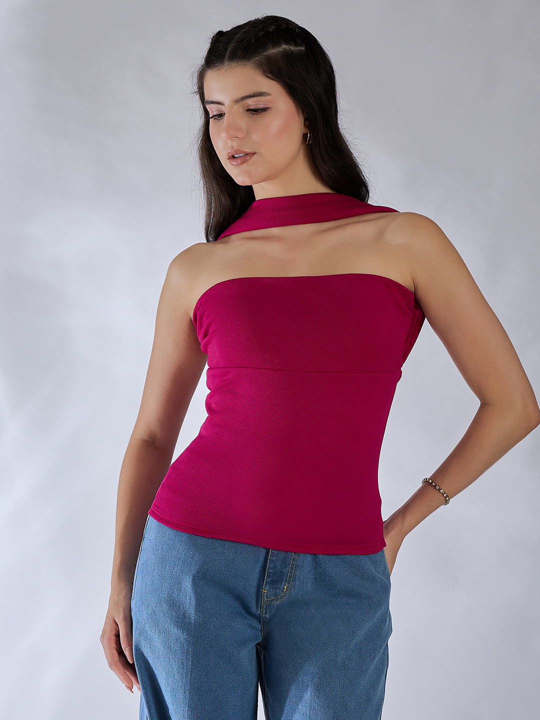 Strapless Scarf Neck Top - Uptownie
