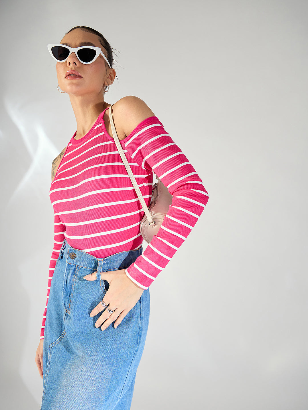 Shoulder Cutout Ribbed Top - Uptownie