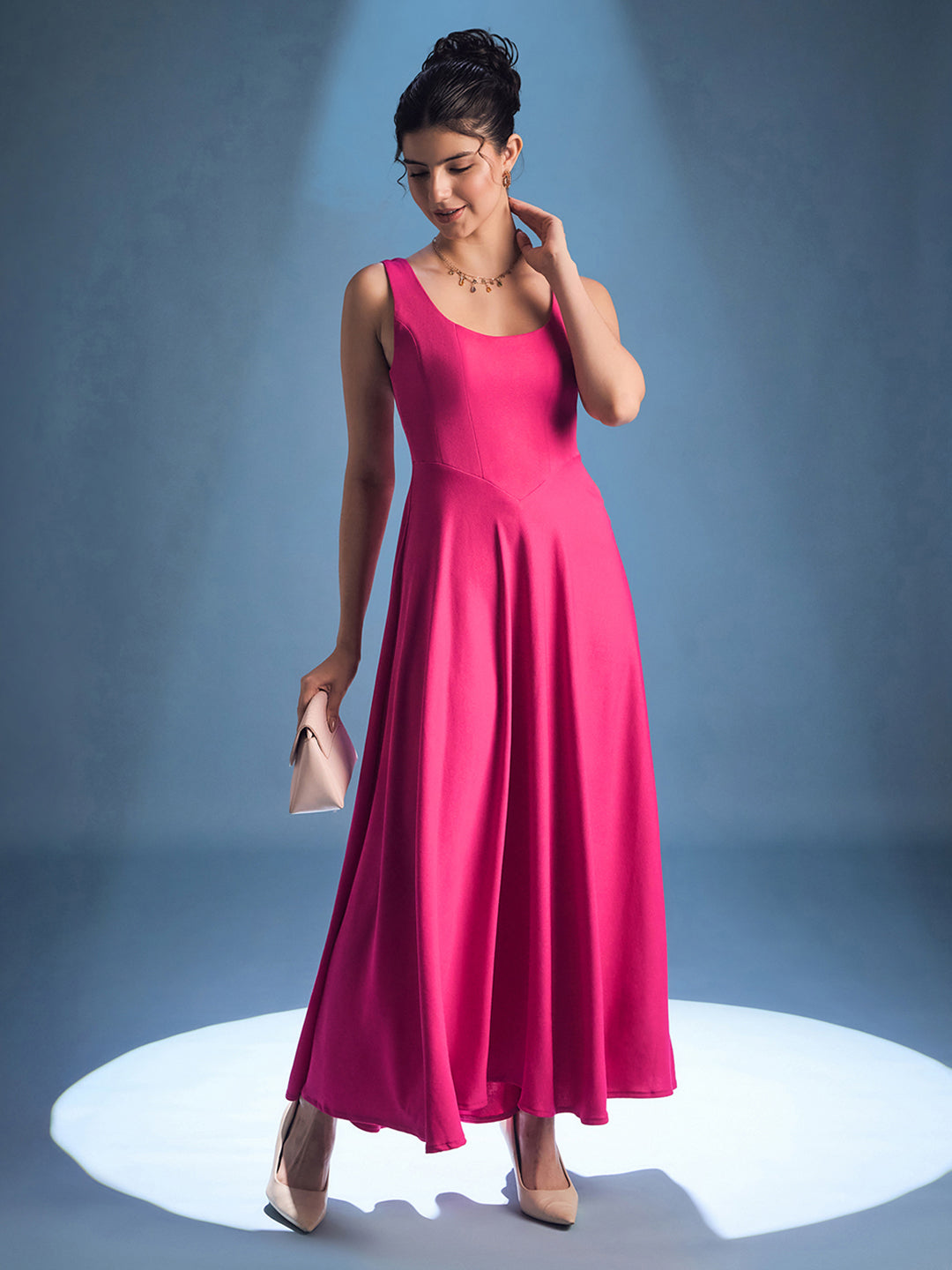 Corset Fit & Flare Midi Dress - Uptownie