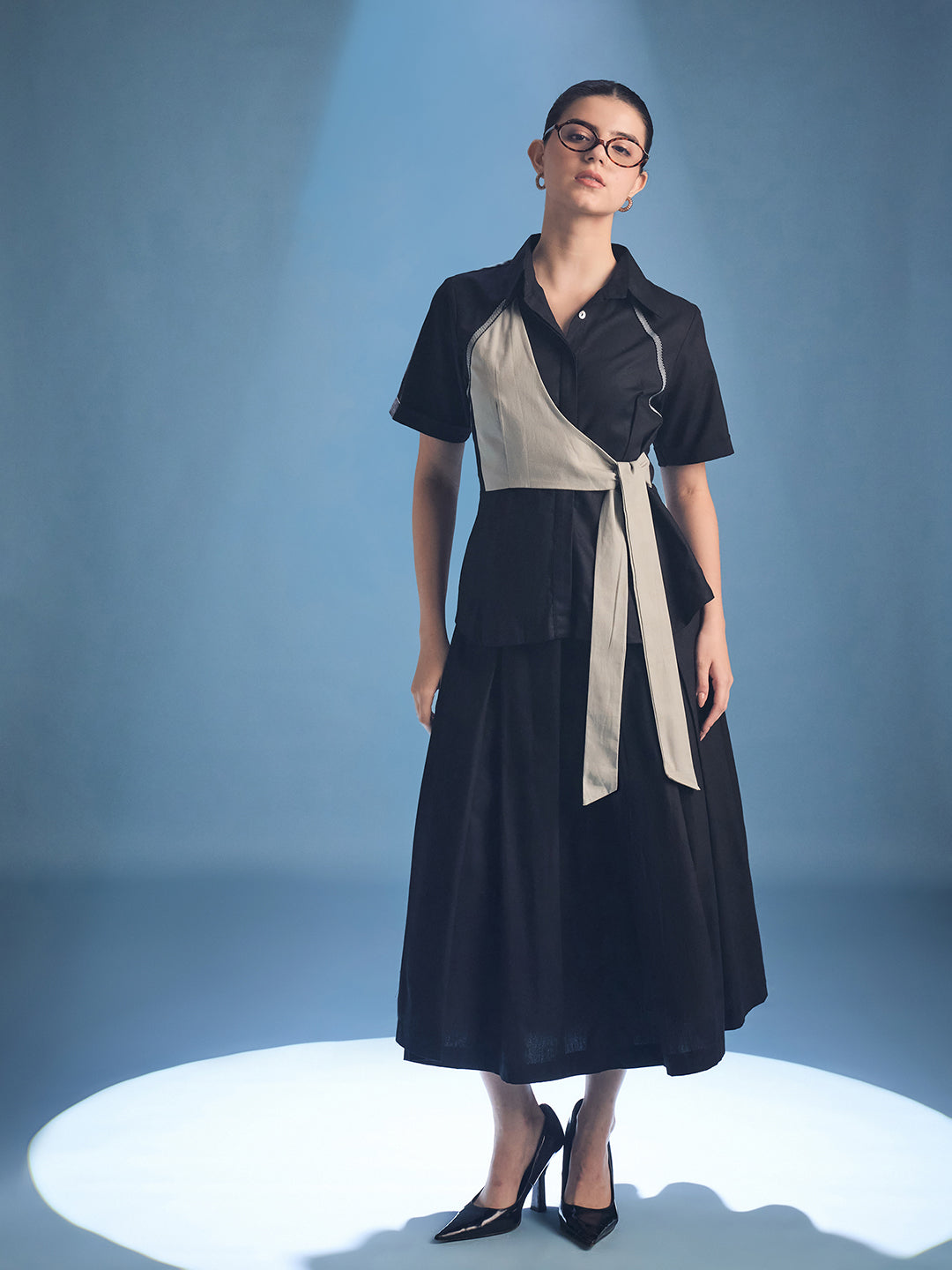 Cotton Waist Tie-Up Shirt - Uptownie