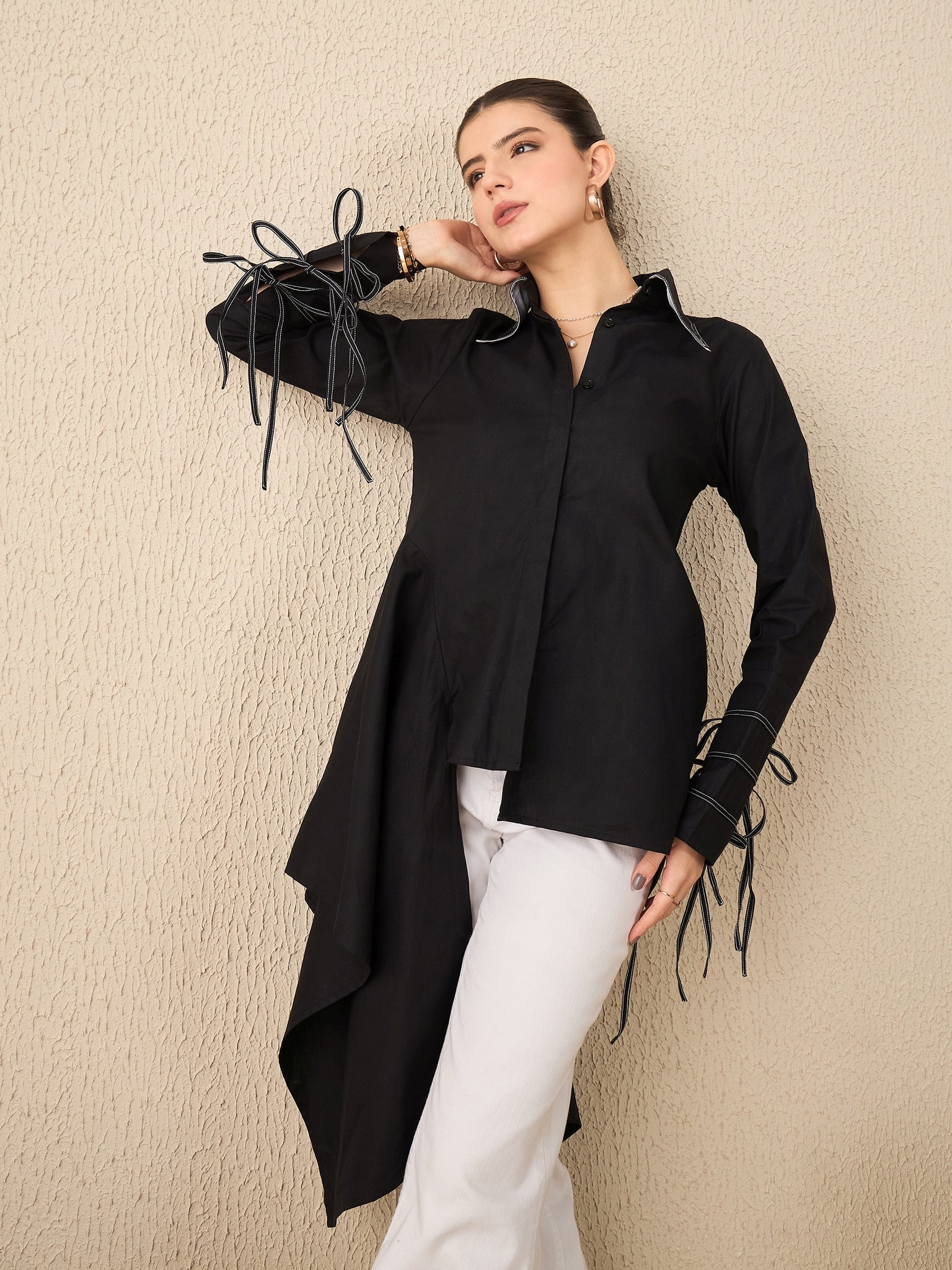 Asymmetrical Drape Shirt - Uptownie