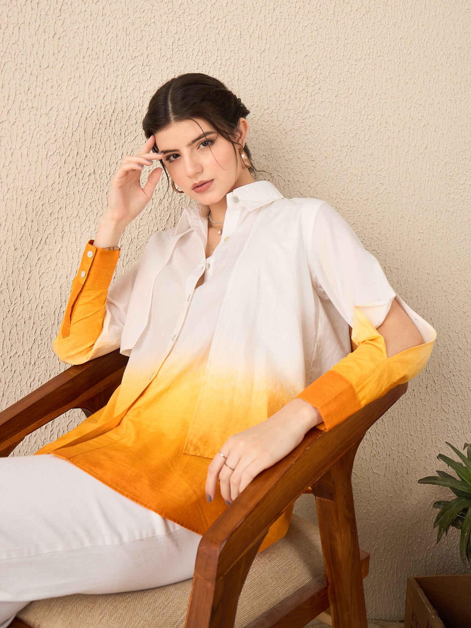Ombre Panelled Cotton Shirt - Uptownie