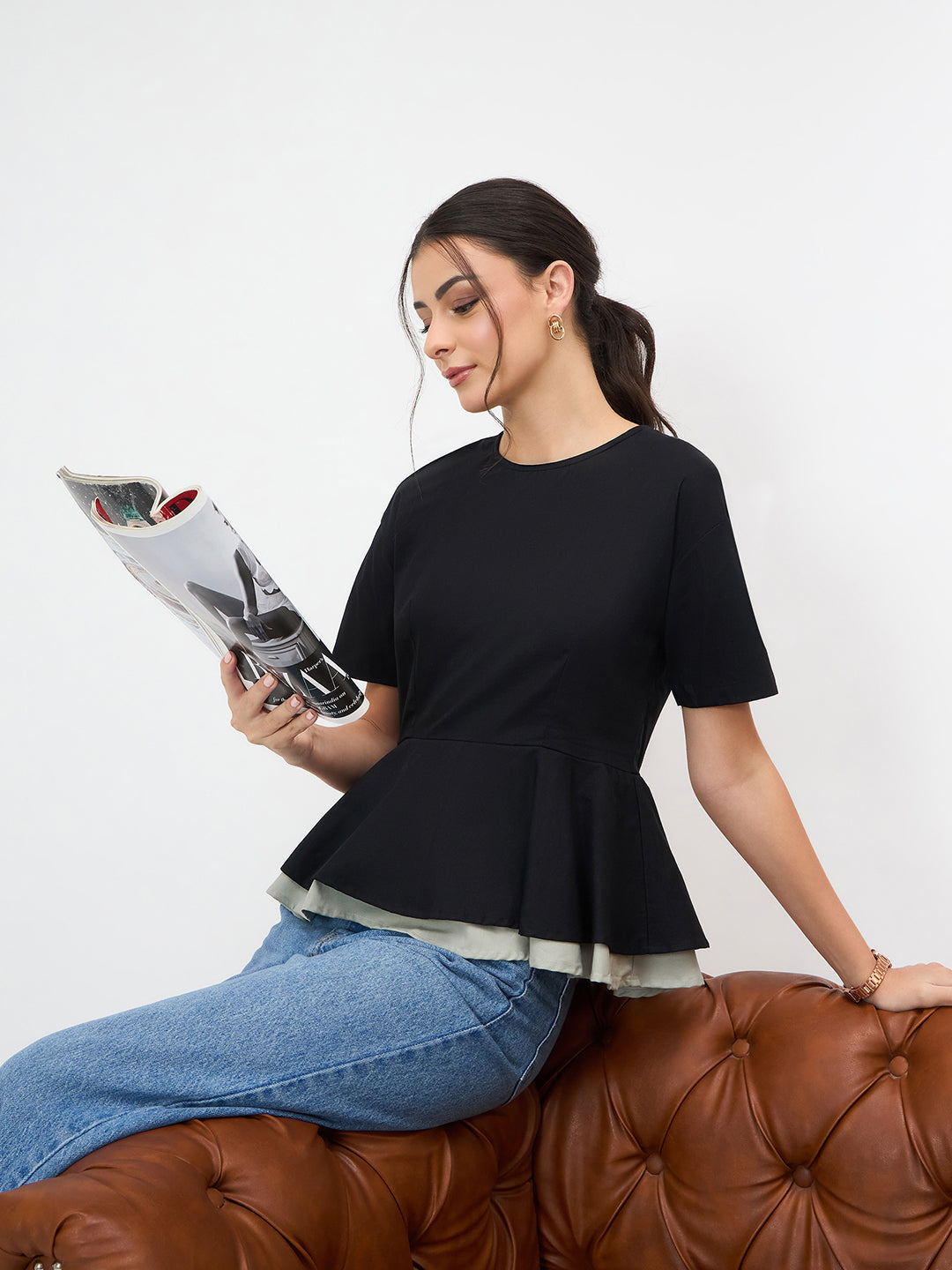 Pure Cotton Layered Peplum Top