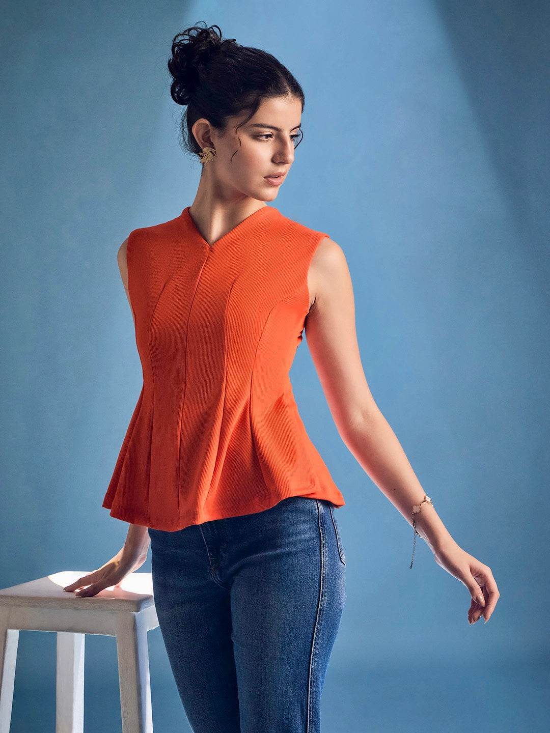 Stretchable Panelled Peplum Top - Uptownie