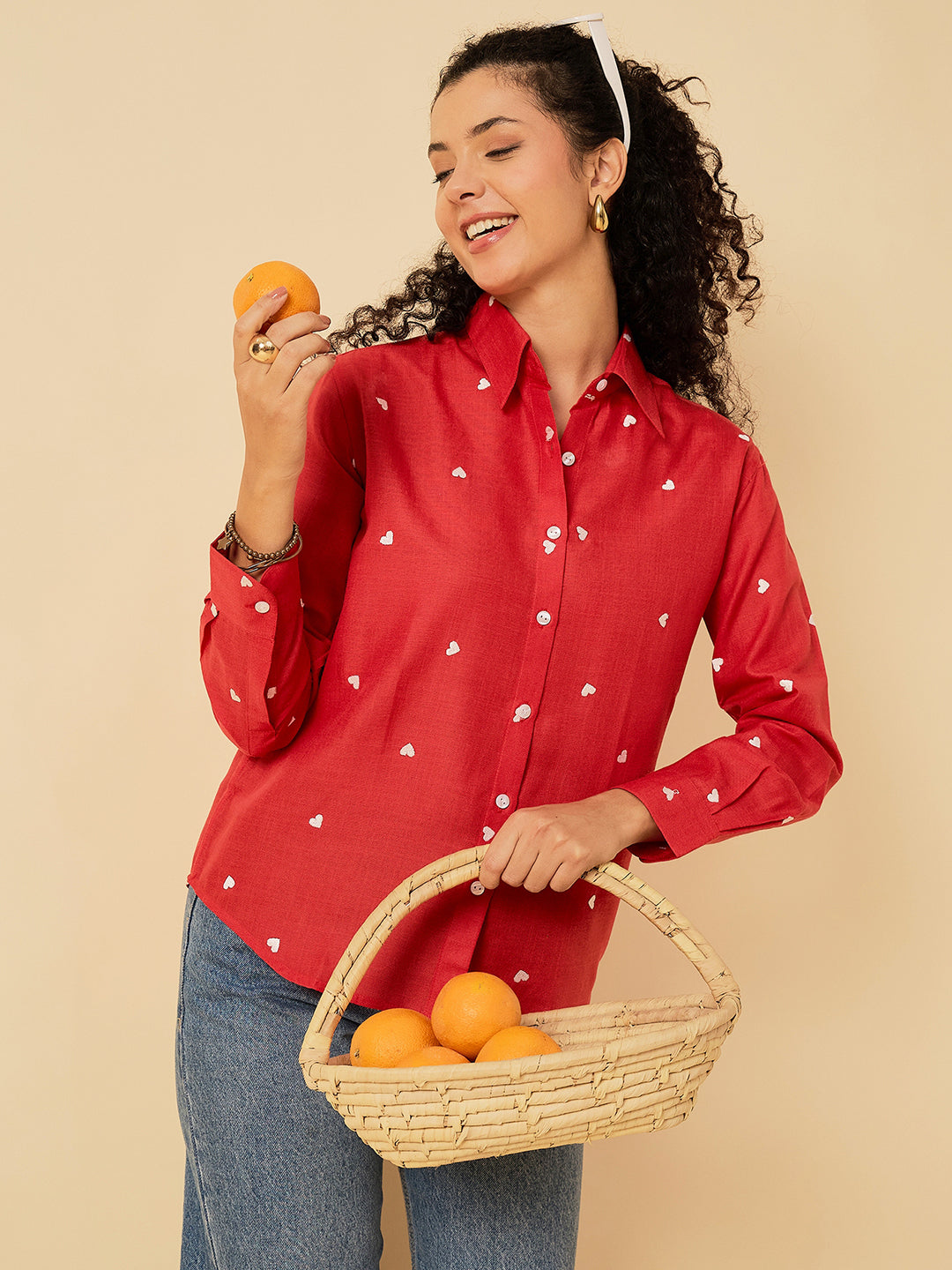 All Over Embroidered Linen Shirt - Uptownie
