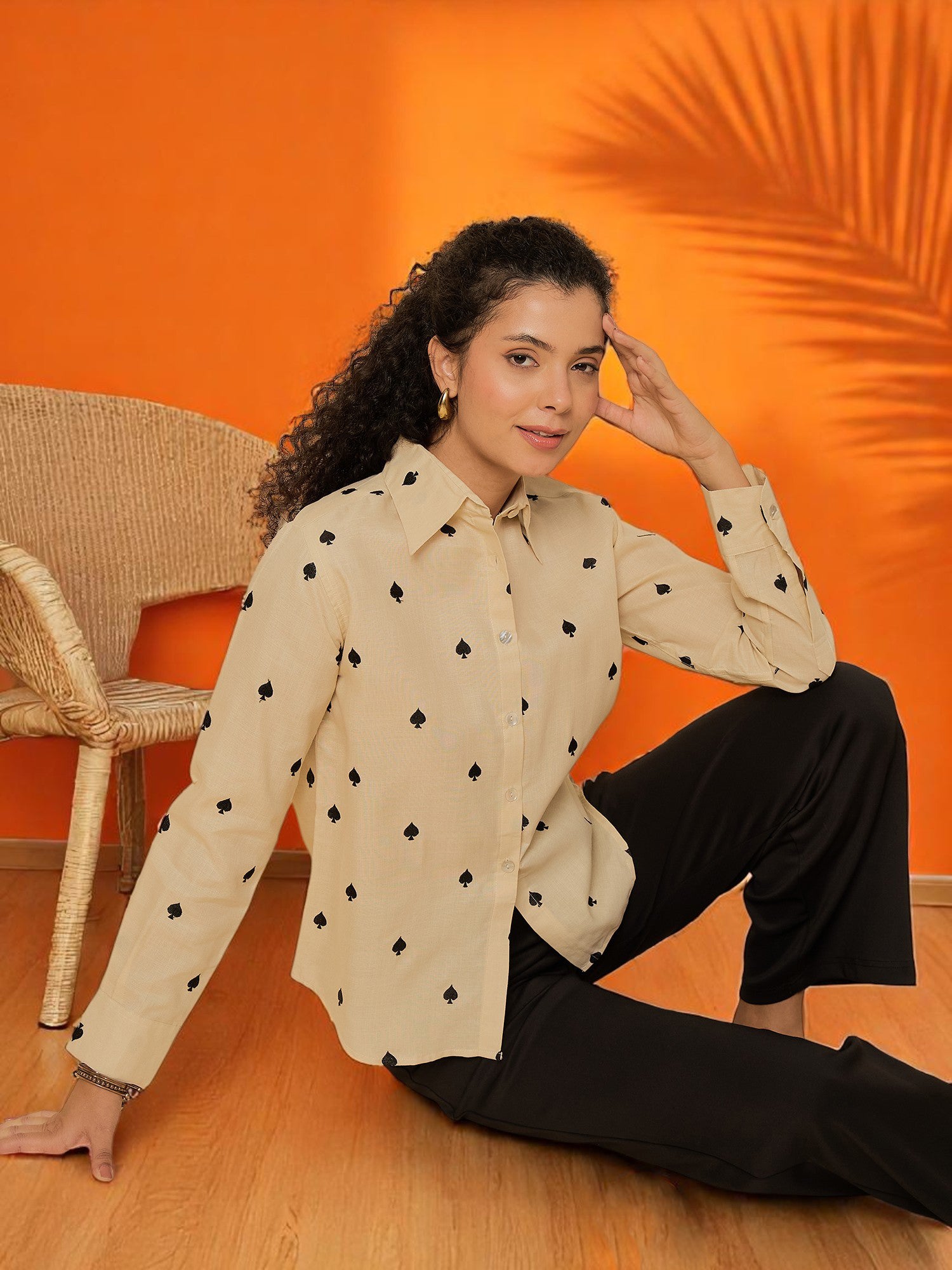 All Over Embroidered Linen Shirt - Uptownie