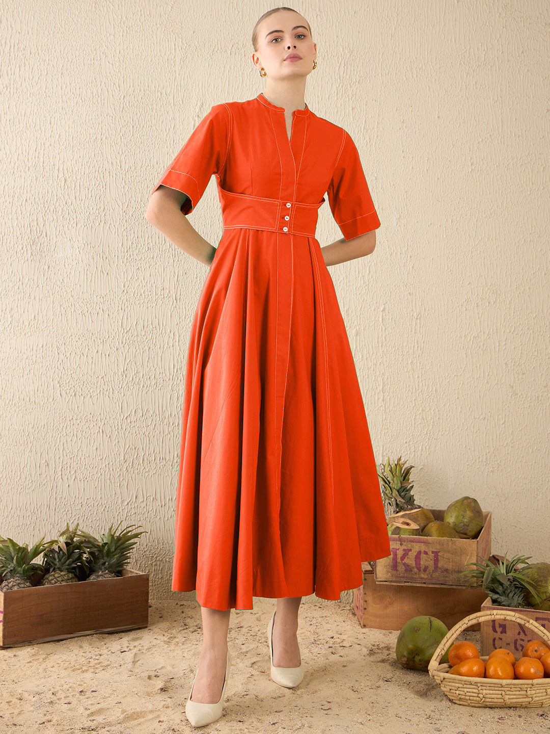 Corset Panelled Midi Dress