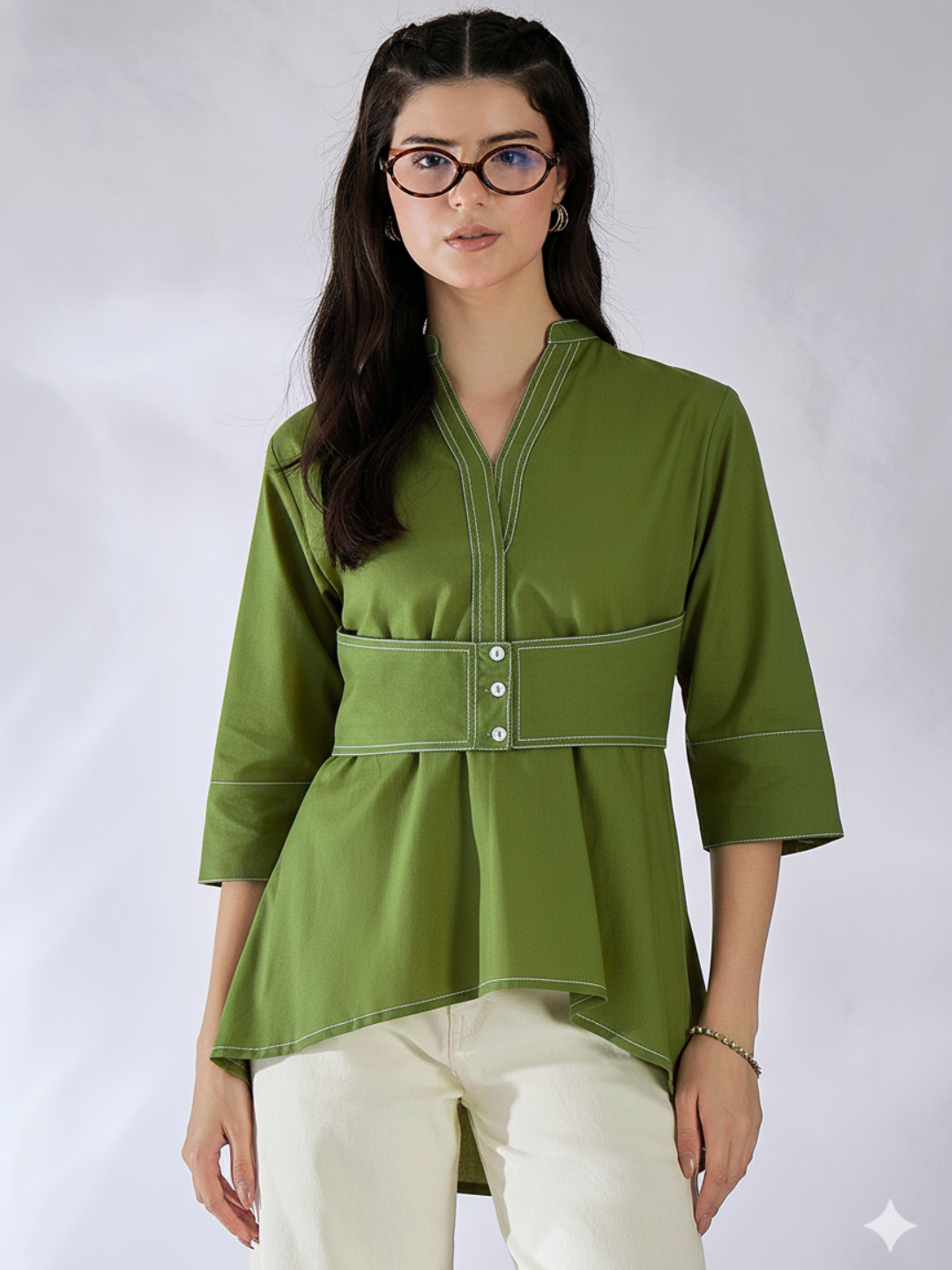 Corset Panelled Cotton Shirt