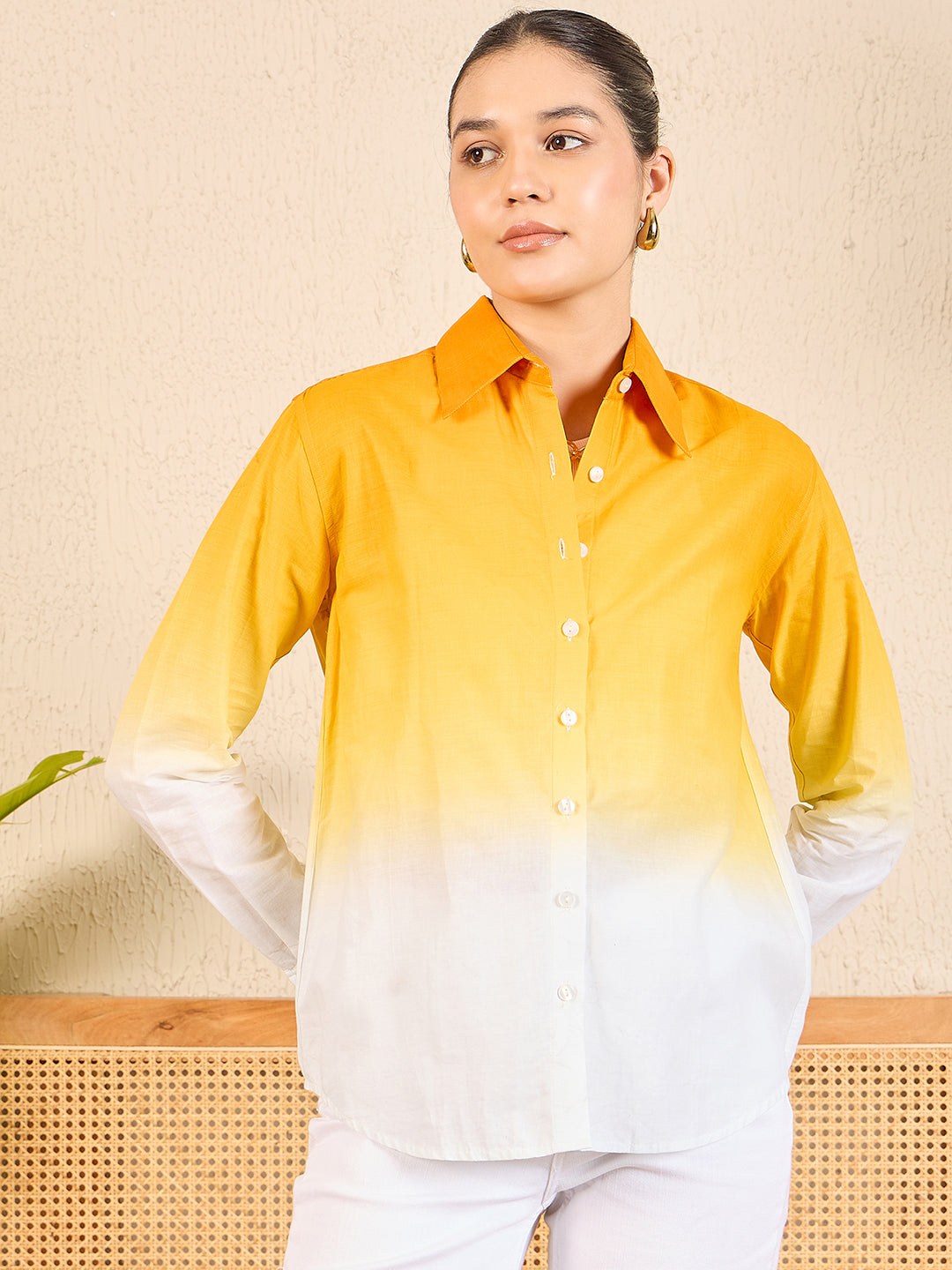 Printed Cotton Ombre Shirt - Uptownie