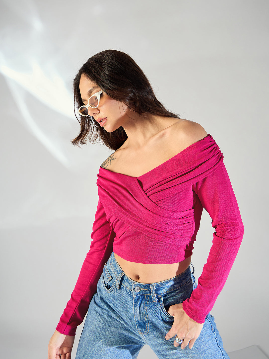 Wrap Style Bardot Top - Uptownie