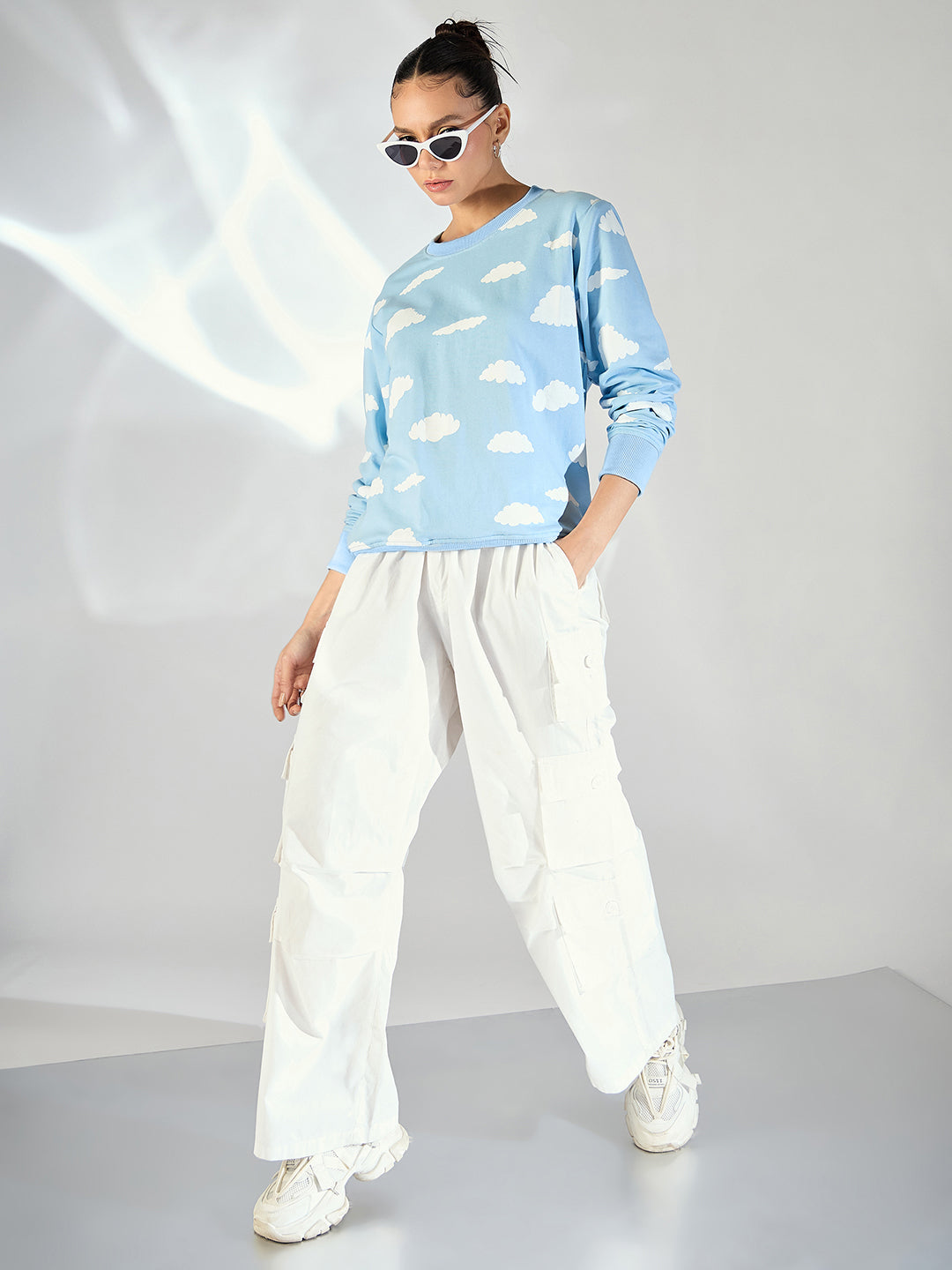 Cloud Printed Cotton Sweatshirt - Uptownie