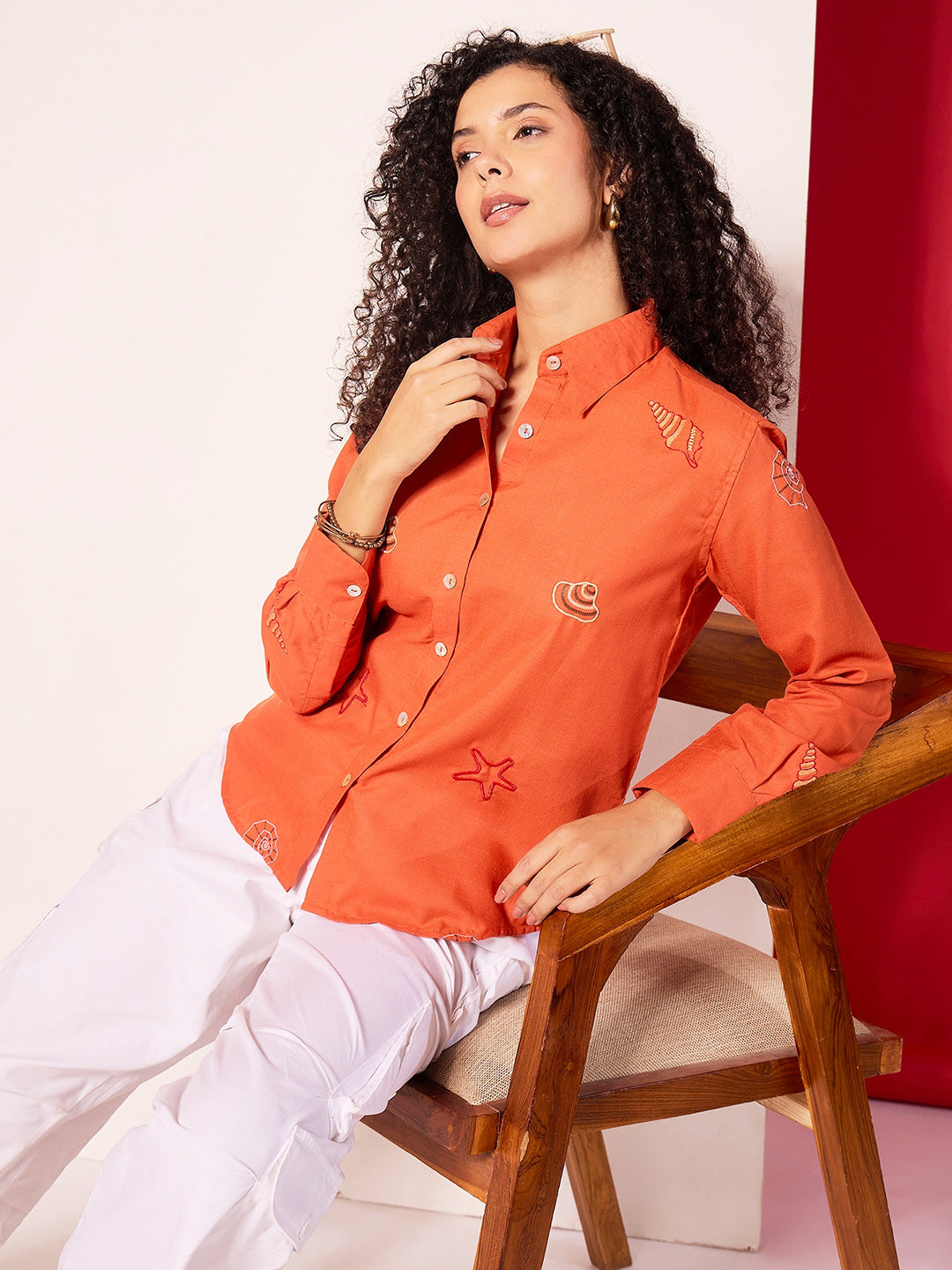All Over Embroidered Linen Shirt - Uptownie