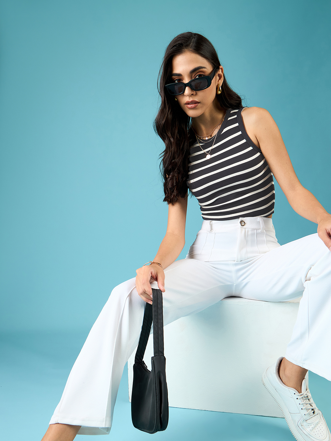 Stretchable Ribbed Sleeveless Crop Top - Uptownie