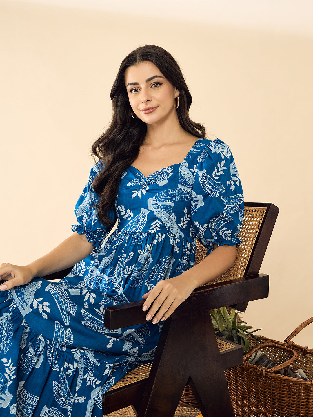 Cotton Tiered Midi Dress