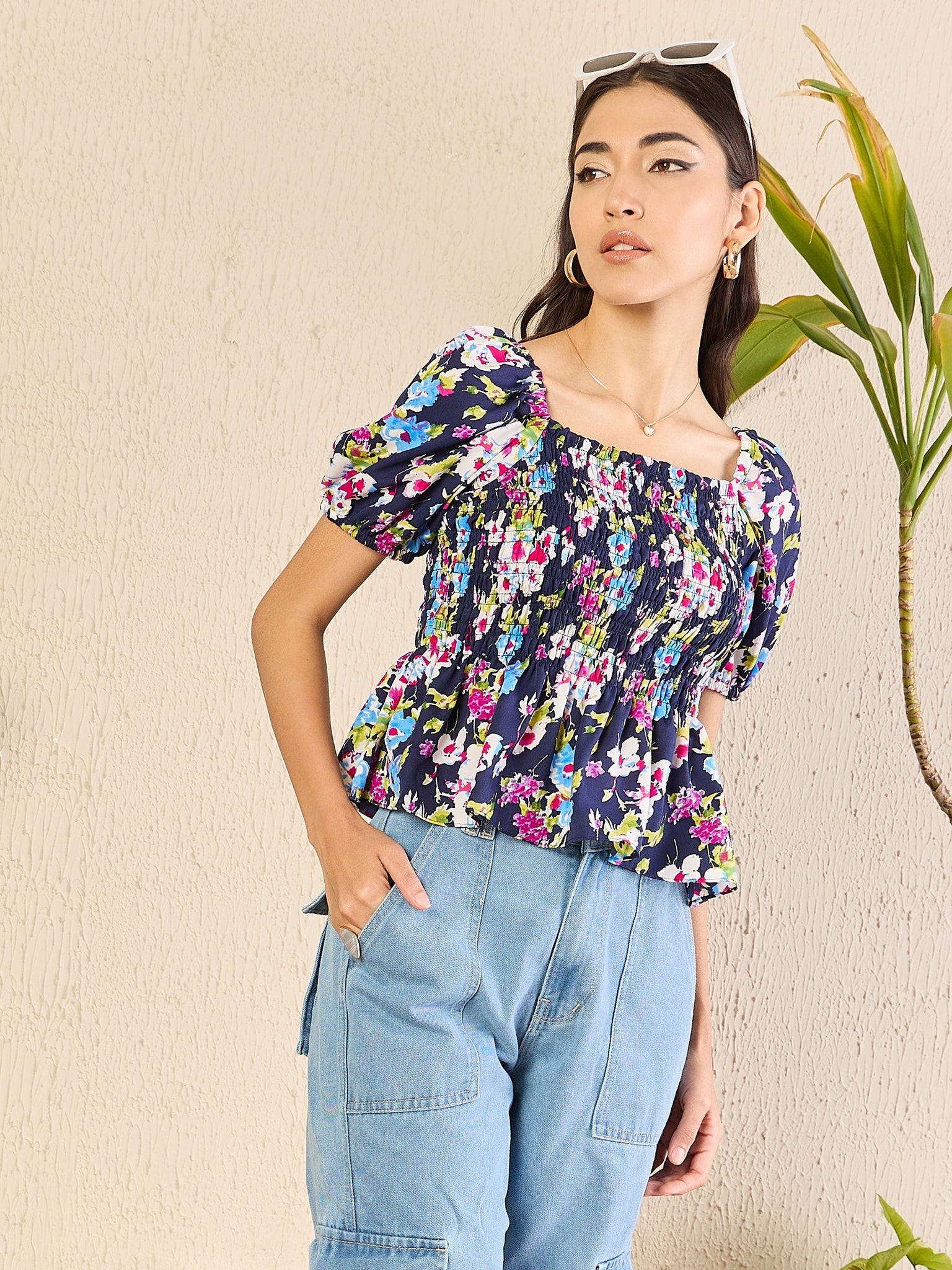 Smocked Peplum Top - Uptownie