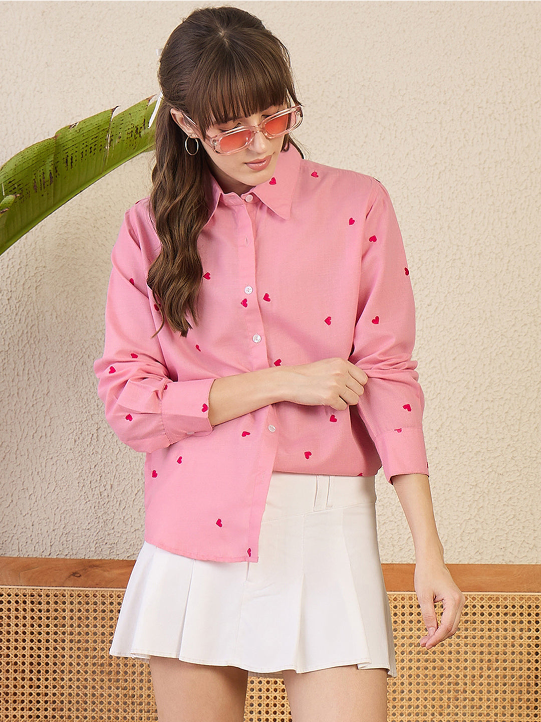 All Over Embroidered Linen Shirt - Uptownie