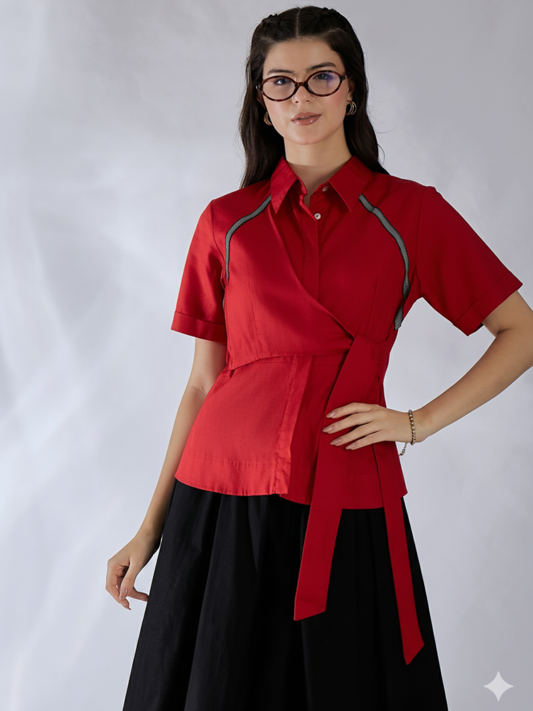 Cotton Waist Tie-Up Shirt