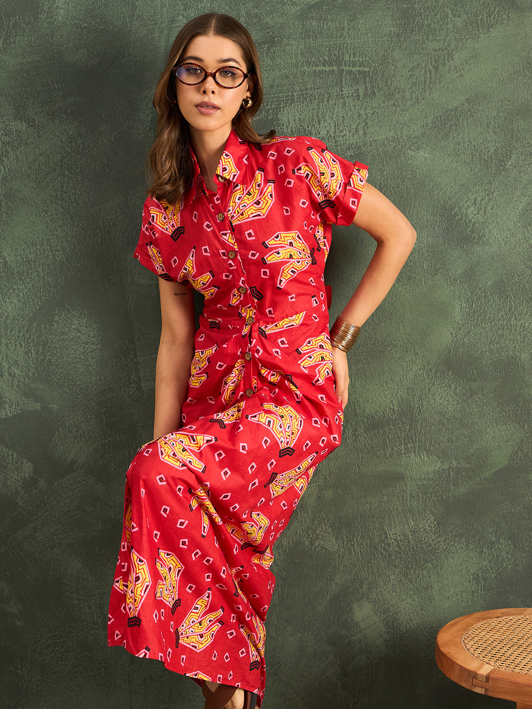 pure cotton midi dress Pure Cotton Cinched-Line Midi Dress