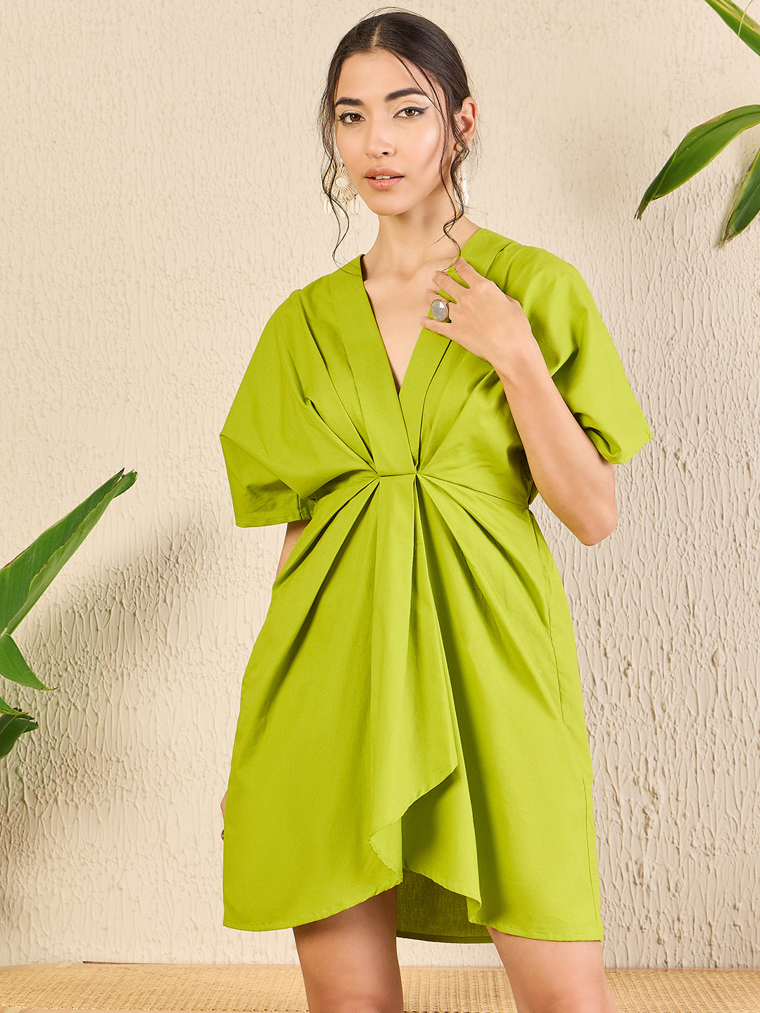 Cotton Poplin Kimono Sleeve Dress - Uptownie